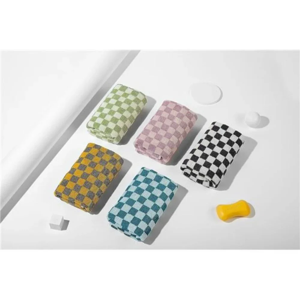 5 Pack Cotton Hand Towels Soft Absorbent Checkered Bathroom Kitchen Gym Spa